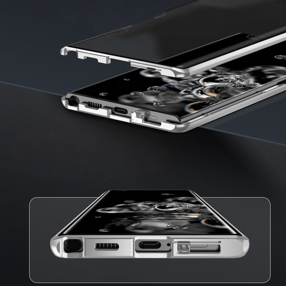 Magnetic Dual Glass MagSafe case for Samsung Galaxy S24, silver
