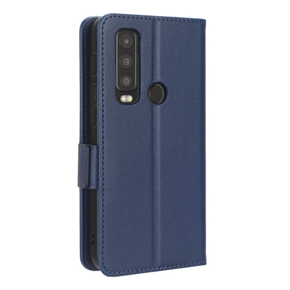 Flip case for Cat S75 5G, Wallet Litchi Magnet, dark blue