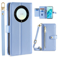 Flip case for Honor Magic5 Lite, Wallet Zipper Pocket, blue