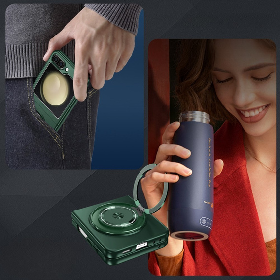 GKK case for Galaxy Z Flip 5 5G, Corners Dropproof MagSafe, clear / purple