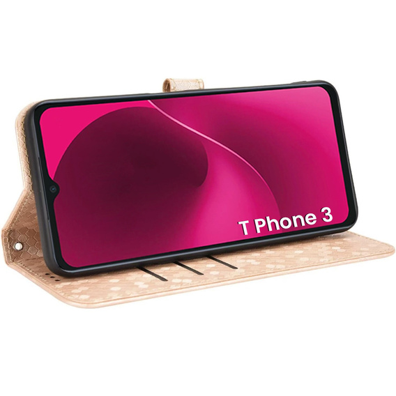 Flip case for T Phone 3 5G, Wallet Rhombus, gold