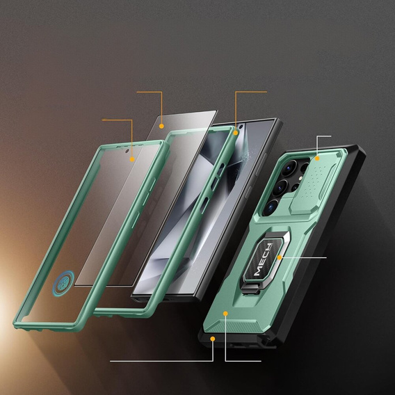 Case for Samsung Galaxy S24 Ultra, Tongate MECH Series with stand, light green