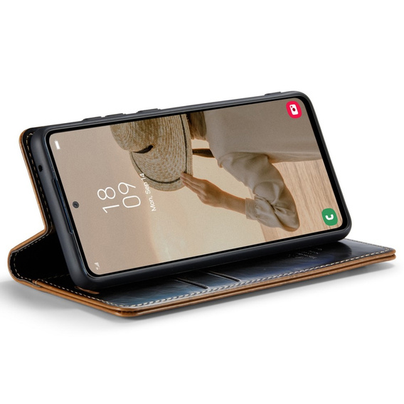 CASEME flip case for Samsung Galaxy A53 5G, Waxy Textublack / brown, black / brown