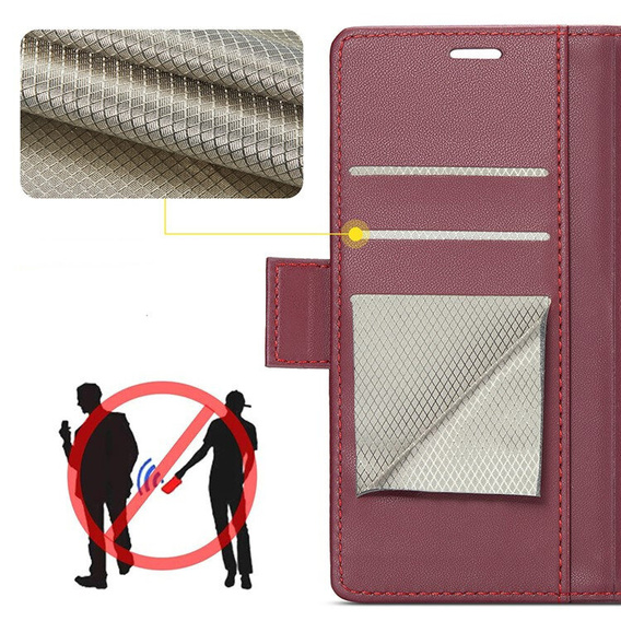 Case for Oppo Reno 13F / Oppo Reno 13FS, ERBORD Glossy Litchi, wallet with flap, red