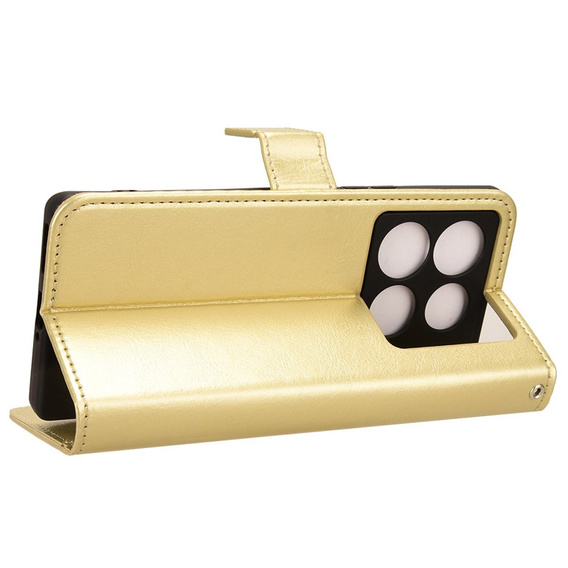Flip case for Infinix Note 40 Pro, Crazy Horse Wallet, gold