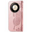 Flip case for Honor Magic 6 Lite 5G, Butterfly, pink rose gold