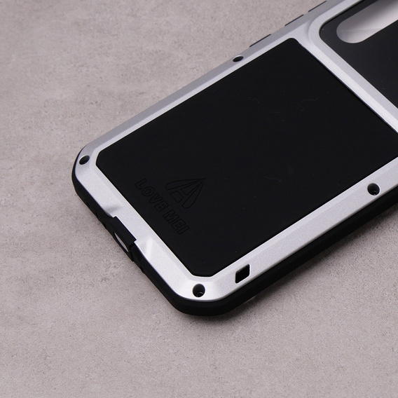 Love Mei Case for Samsung Galaxy A54 5G, armored with glass, silver