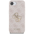 GUESS Case for iPhone 16E, 4G Big Metal Logo, pink