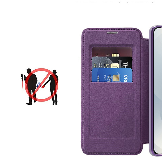 Flip case for Samsung Galaxy S25 Edge, RFID Wallet MagSafe CamShield, purple