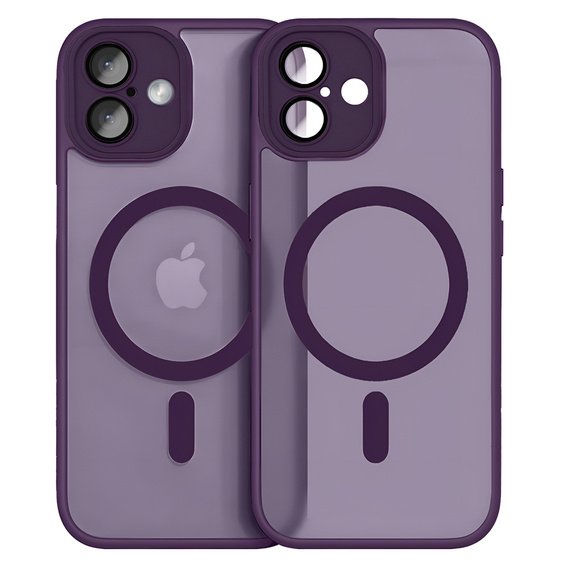 Case for iPhone 16 Plus, for MagSafe, ERBORD Matt Case, dark purple + Screen Glass