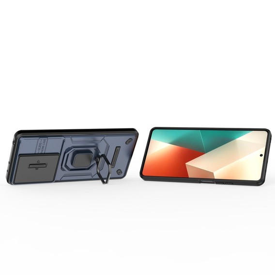 Case for Xiaomi Redmi Note 13 5G, KickStand Camera Lens, blue