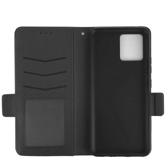 Flip case for Motorola Moto G72, Wallet Litchi Magnet, black