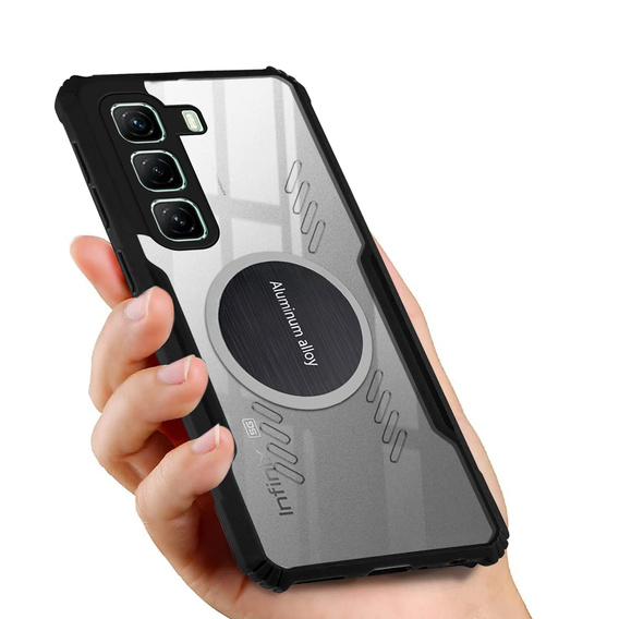 Case for Infinix Hot 50 Pro+ 4G, with magnetic sheet, transparent / black