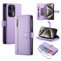 Flip case for Oppo Reno 13 Pro 5G, Wallet Zipper Pocket, purple