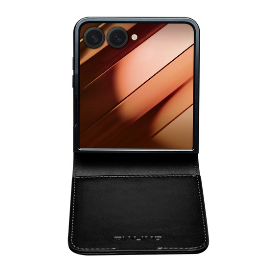 Leather wallet case black for Samsung Galaxy Z Flip7