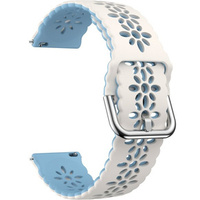 Universal 20mm Soft Hollowed-out Silicone Strap, white/blue