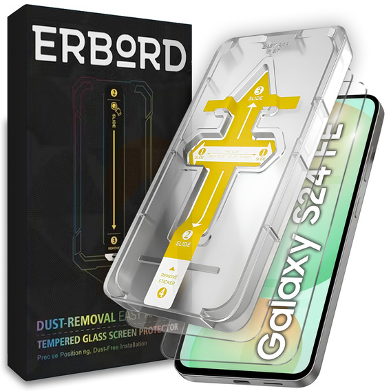 2x Tempered Glass for Samsung Galaxy S24 FE, ERBORD Easy App 9H Screen Protector