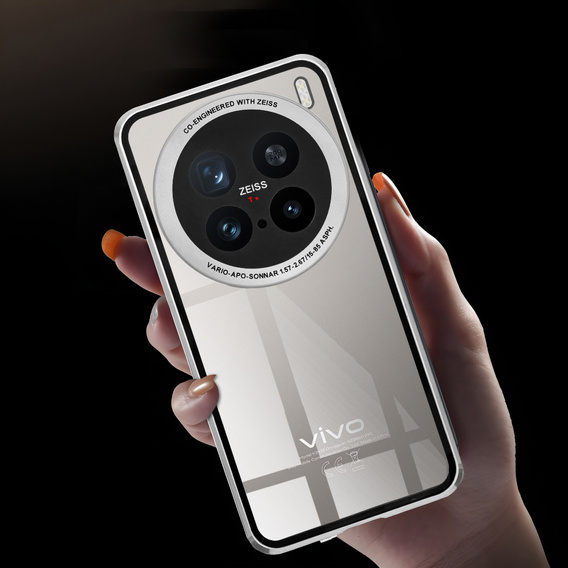 Case for Vivo X200 Pro 5G, Magnetic Dual Glass, silver
