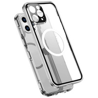 Magnetic Dual Glass MagSafe case for iPhone 13 Pro, silver