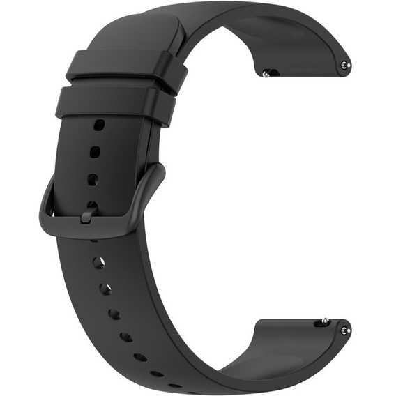 Silicone strap 20mm, Black/Black Buckle