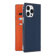 Flip case for iPhone 14 Pro, Litchi Skin Grain, dark blue
