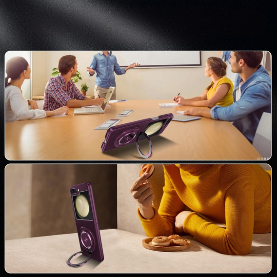 GKK case for Galaxy Z Flip 5 5G, Corners Dropproof MagSafe, clear / purple