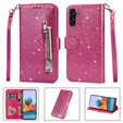 Flip case for Samsung Galaxy A35 5G, Wallet Zipper Pocket Glittery, pink