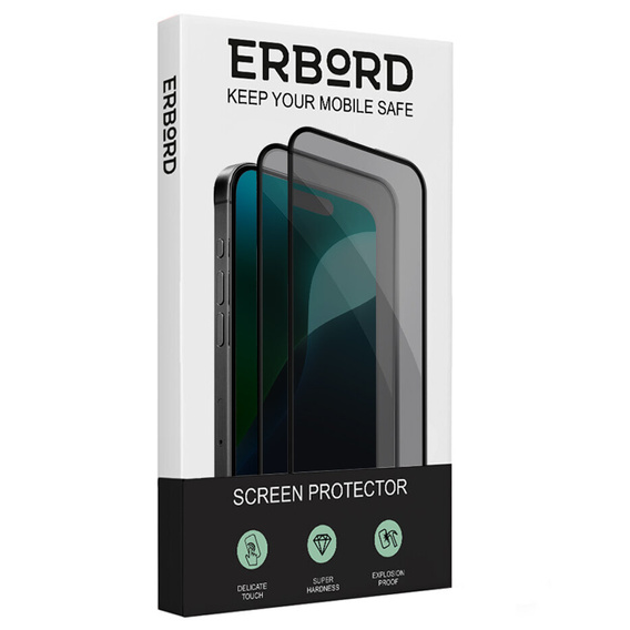 2x Tempered Privatization Glass for iPhone 16, ERBORD Anti-Spy