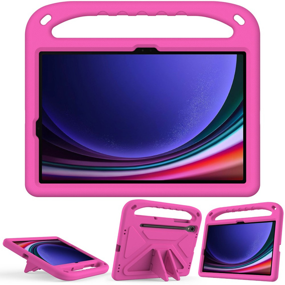 Children's case for Samsung Galaxy Tab S10 Lite / S10 FE / S9 FE, with handle, pink
