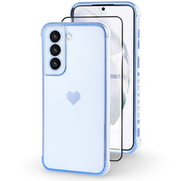 Case for Samsung Galaxy S21, Electro heart, blue + Full Glue Ceramic Glass