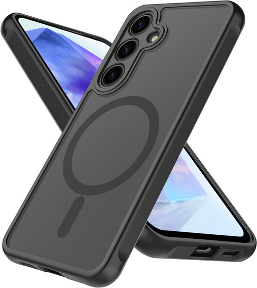 Case for Samsung Galaxy A15, for MagSafe, ERBORD Matt Case, black + Screen Glass