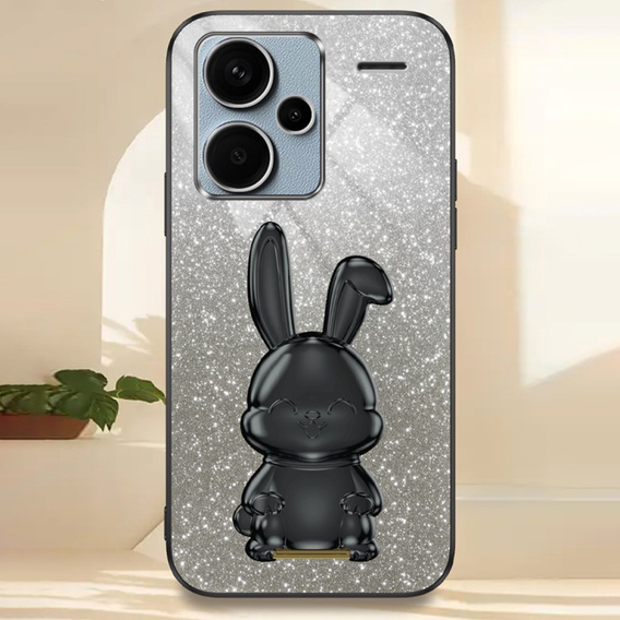 Case for Xiaomi Redmi Note 13 Pro+, Glitter Rabbit, with slide-out stand, black