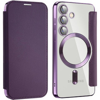 Flip case for Samsung Galaxy S24, RFID Wallet MagSafe CamShield, purple