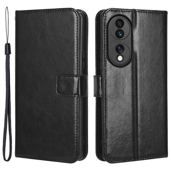 Flip case for Honor 70 5G, Crazy Horse Wallet, black