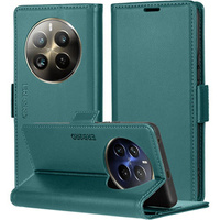 Case for Realme 12 Pro 5G / 12 Pro+ 5G, ERBORD Glossy Litchi, wallet with flap, green