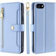 Flip case for iPhone 16E, Wallet Zipper Pocket, blue