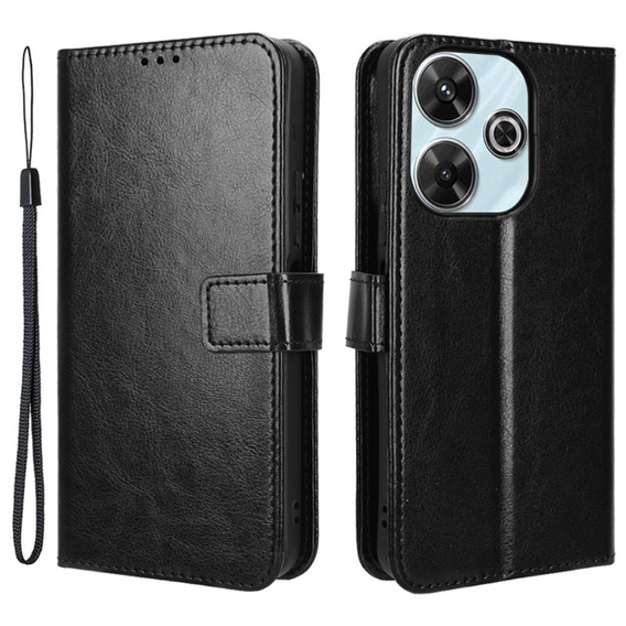 Flip case for Xiaomi Redmi 13, Crazy Horse Wallet, black