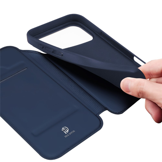 Dux Ducis case for iPhone 17 Pro, Skin Pro, with flap, with card slot, navy blue