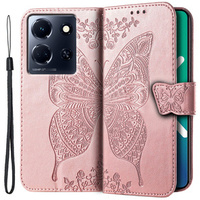 Flip case for Infinix Note 30 5G, Butterfly, pink rose gold