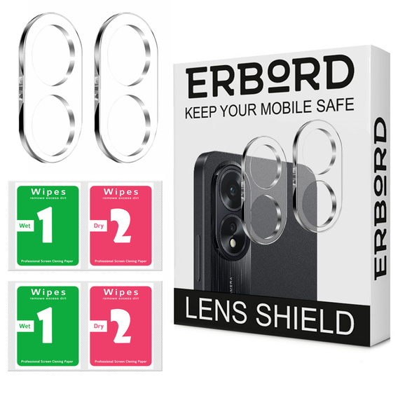 2x ERBORD tempered glass for camera to Oppo A58 4G, transparent