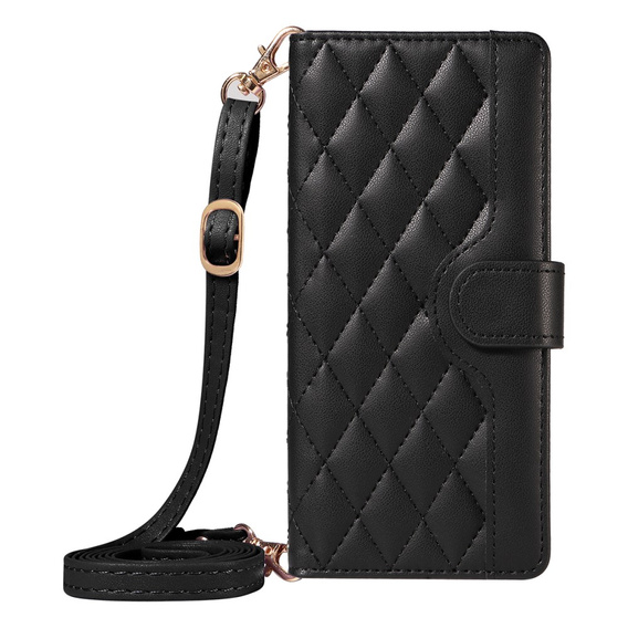 Crossbody Leather Wallet flip case for Honor 400 Pro 5G, black