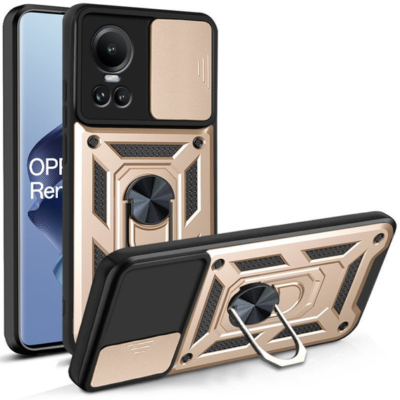 Case for Oppo Reno 10 / 10 Pro, CamShield Slide, gold