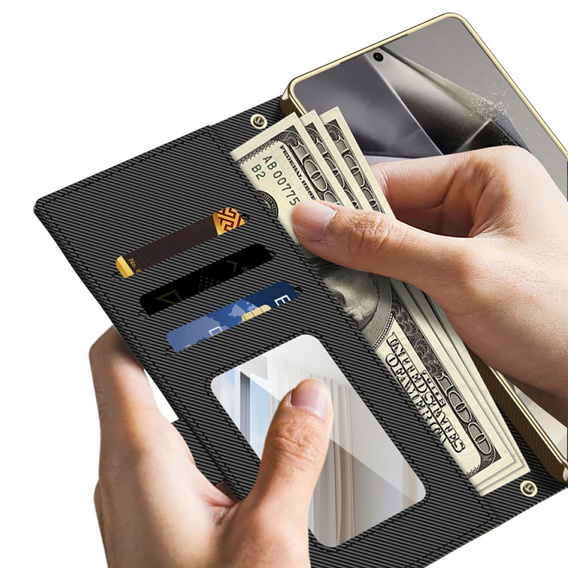 Flip case for Samsung Galaxy S24 Ultra, GKK Mirror Wallet, black