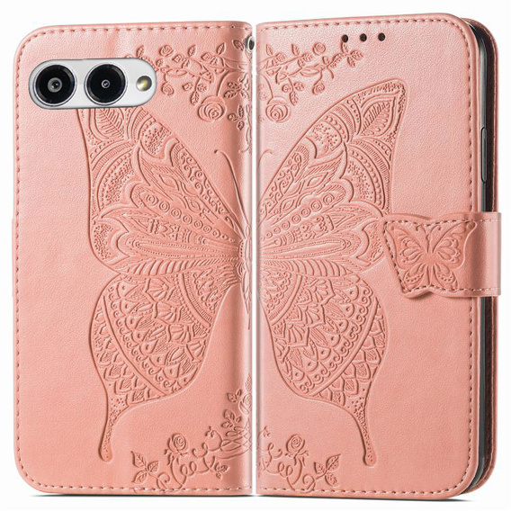 Flip case for T Phone 3 5G, Butterfly, pink rose gold