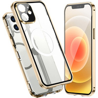 Magnetic Dual Glass MagSafe case for iPhone 11, gold