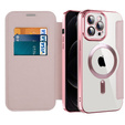 Flip case for iPhone 12 Pro Max, RFID Wallet MagSafe CamShield, pink