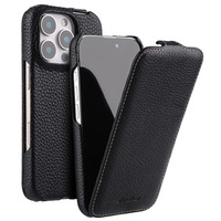 MELKCO flip case for iPhone 16 Pro, leather, flip, black