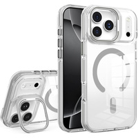 Case for iPhone 17 Pro Max, for MagSafe, with stand, transparent with grey inserts