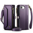 Case CASEME for iPhone16e, RFID Leather Wallet, with shoulder strap, purple