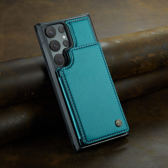 CASEME flip case for Samsung Galaxy S25 Ultra, Litchi Wallet, green